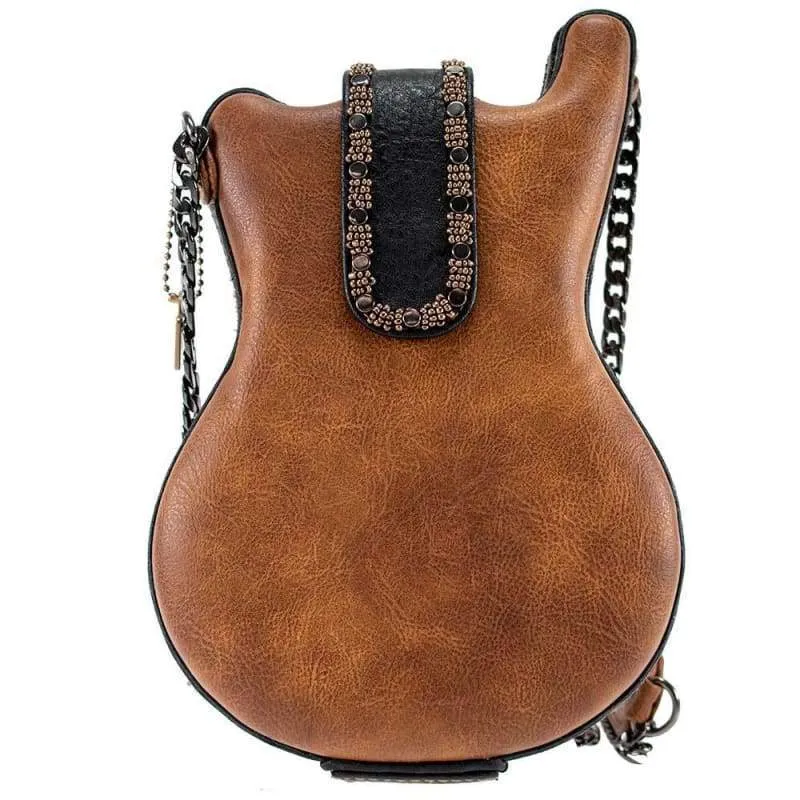 Mary Frances Open Mic Music Bag Brown Guitar Strings Acoustic Beaded Handbag New