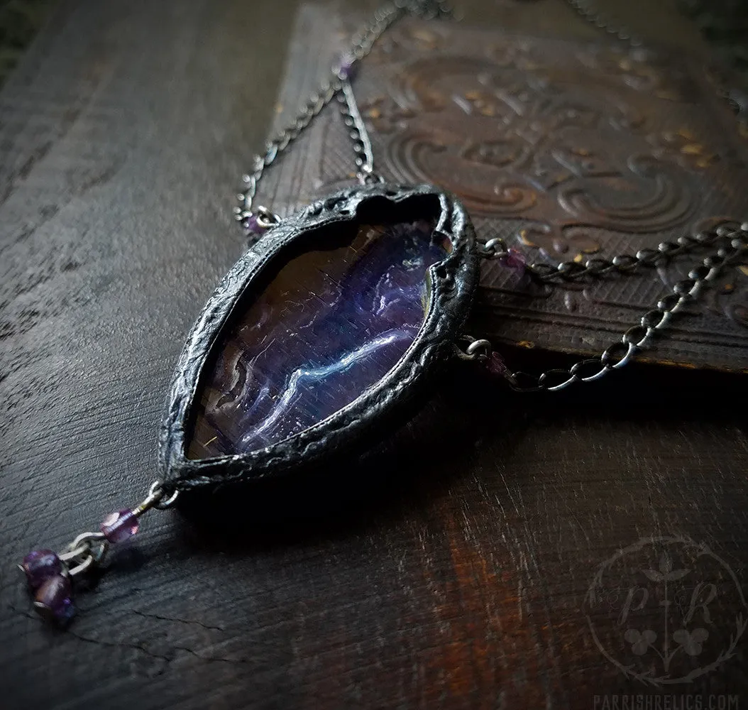Matilde di Canossa Amulet ~ Lavender Iridescent Stained Glass Gothic Arch