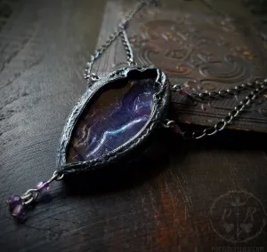 Matilde di Canossa Amulet ~ Lavender Iridescent Stained Glass Gothic Arch