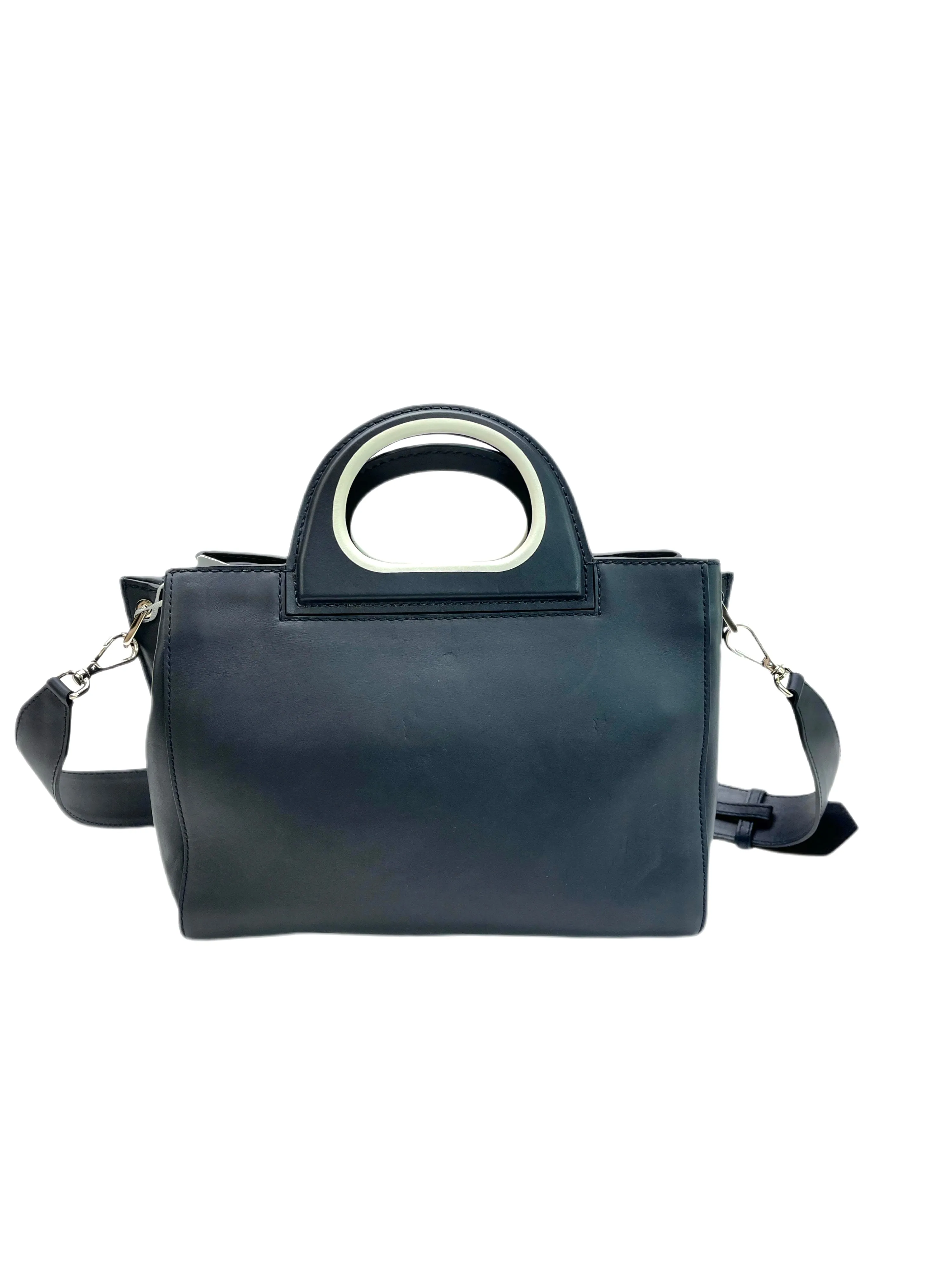 Max Mara Womeen's Blu Marino Grace2S Calfskin Striped Leather Handbag NWT