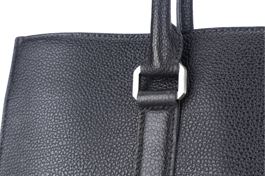 MCM DOCUMENT SAC 2 WAY BAG(G8434) BLACK CALF LEATHER SILVER HARDWARE WITH LONG STRAPS AND DUST COVER