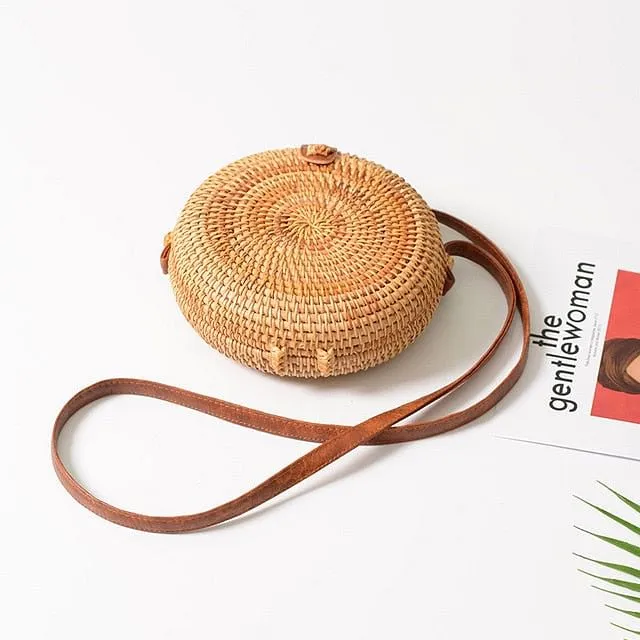 Mini Bamboo Round Straw Rattan Bags Handmade