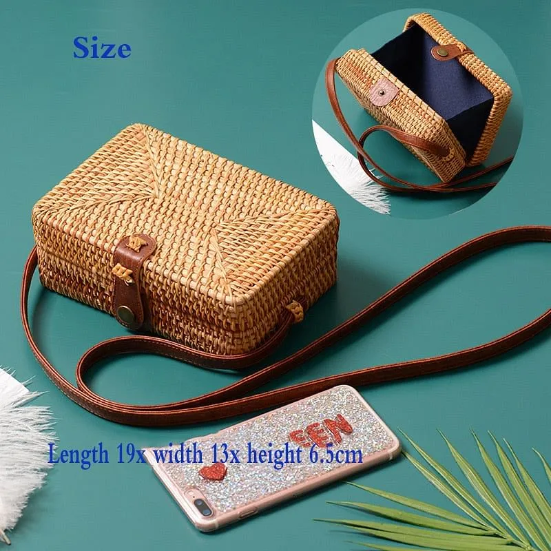 Mini Bamboo Round Straw Rattan Bags Handmade