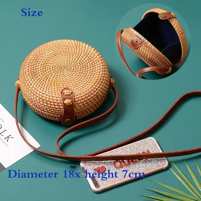 Mini Bamboo Round Straw Rattan Bags Handmade