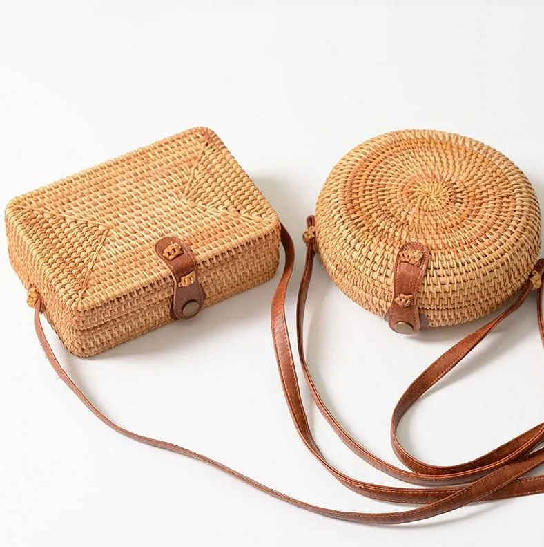 Mini Bamboo Round Straw Rattan Bags Handmade