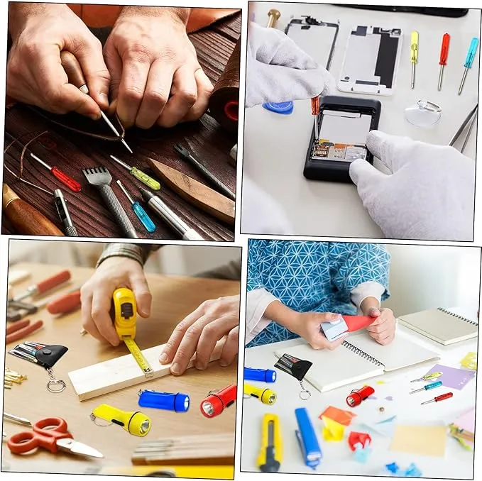 Mini Screwdriver Keychain Bulk LED Flashlight Set Mini Hand Tool Bulk Gifts for Men Adult Father's Day Gifts Birthday Dad Gifts(48 Pcs)