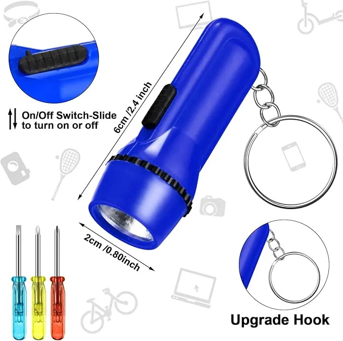 Mini Screwdriver Keychain Bulk LED Flashlight Set Mini Hand Tool Bulk Gifts for Men Adult Father's Day Gifts Birthday Dad Gifts(48 Pcs)