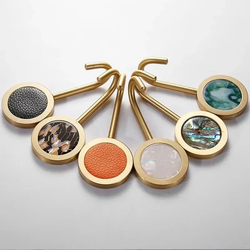 Modern Brass Shell Leather Wall Organizer Hook