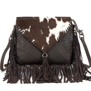 Montana West Genuine Leather Hair On Cowhide Fringe Bohemian Crossbody