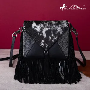 Montana West Genuine Leather Hair On Cowhide Fringe Bohemian Crossbody