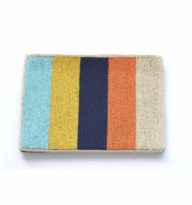 Multi-Color Striped Beaded Clutch