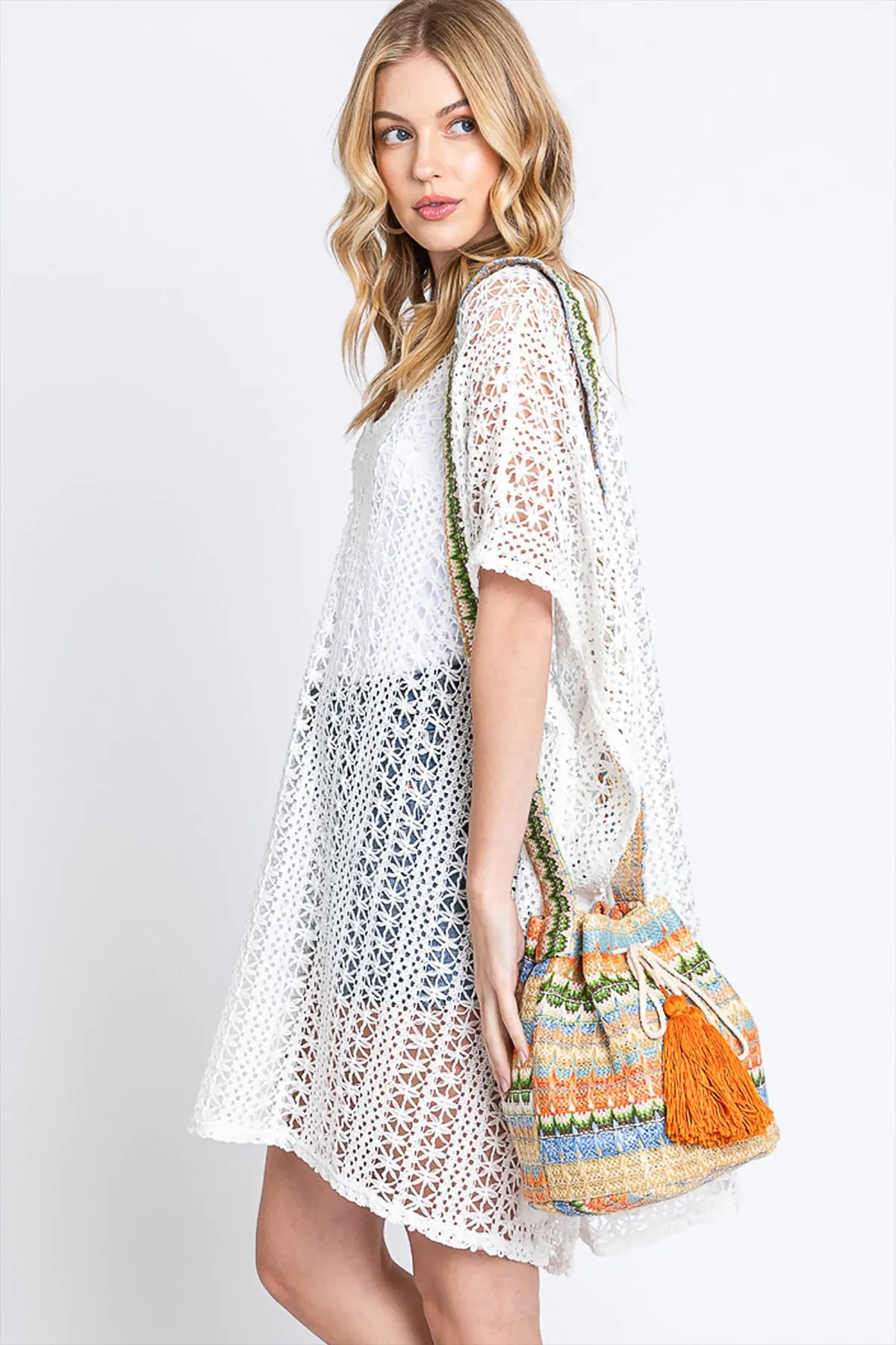 MULTI COLOR STRIPED BUCKET BAG