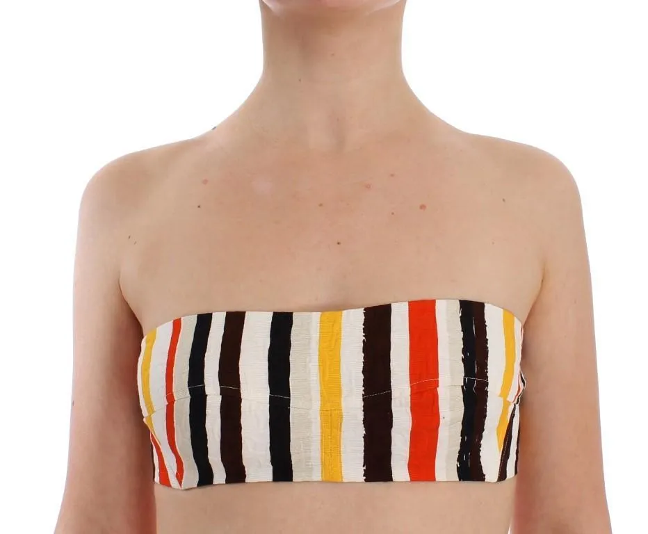 Multicolor striped bandeau top