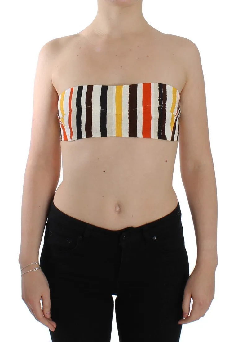 Multicolor striped bandeau top