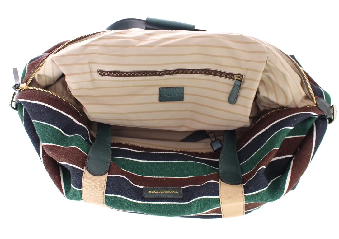 Multicolor striped travel bag