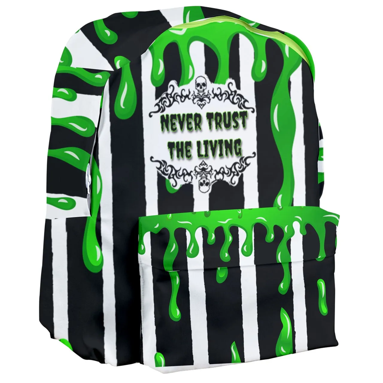 Never Trust the Living Slime Drip Giant Full Print Backpack / Black Webbing