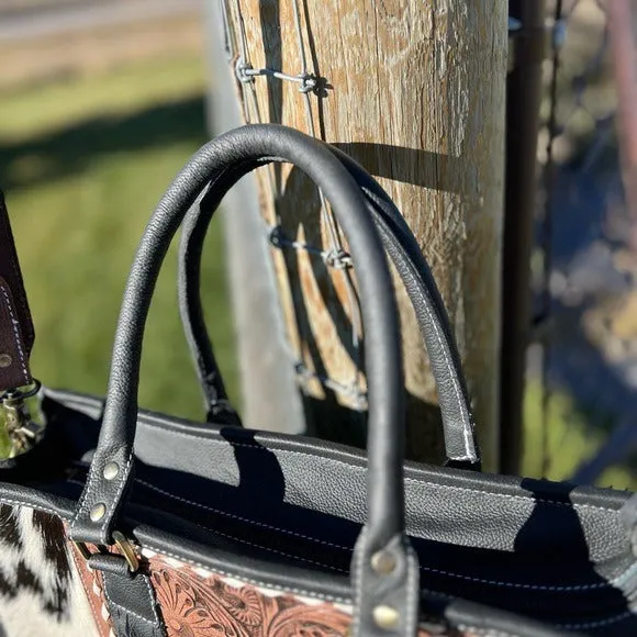 NEW RELEASE Western Cowhide Tooled Leather Floral Tote Bag Crossbody Strap Large Conceal Carry
