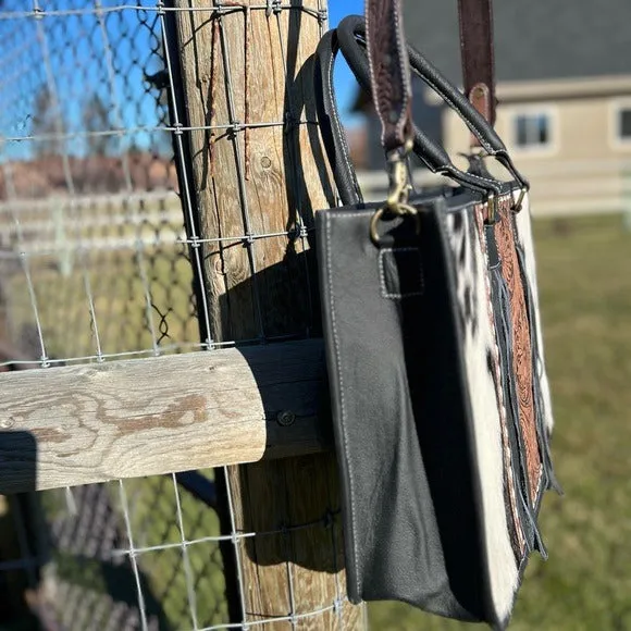 NEW RELEASE Western Cowhide Tooled Leather Floral Tote Bag Crossbody Strap Large Conceal Carry