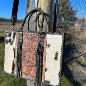 NEW RELEASE Western Cowhide Tooled Leather Floral Tote Bag Crossbody Strap Large Conceal Carry