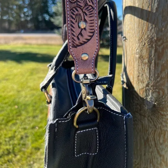 NEW RELEASE Western Cowhide Tooled Leather Floral Tote Bag Crossbody Strap Large Conceal Carry