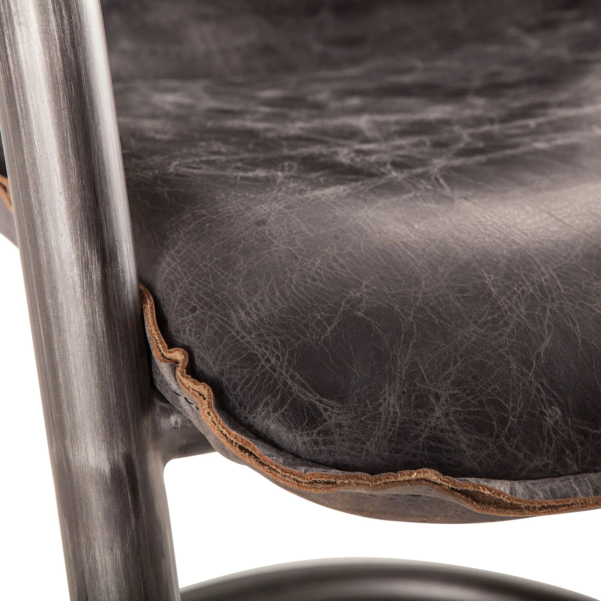 Nisky Leather Dining Chair - Antique Ebony