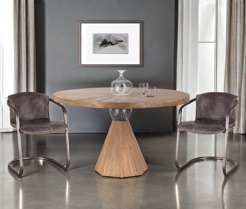 Nisky Leather Dining Chair - Antique Ebony