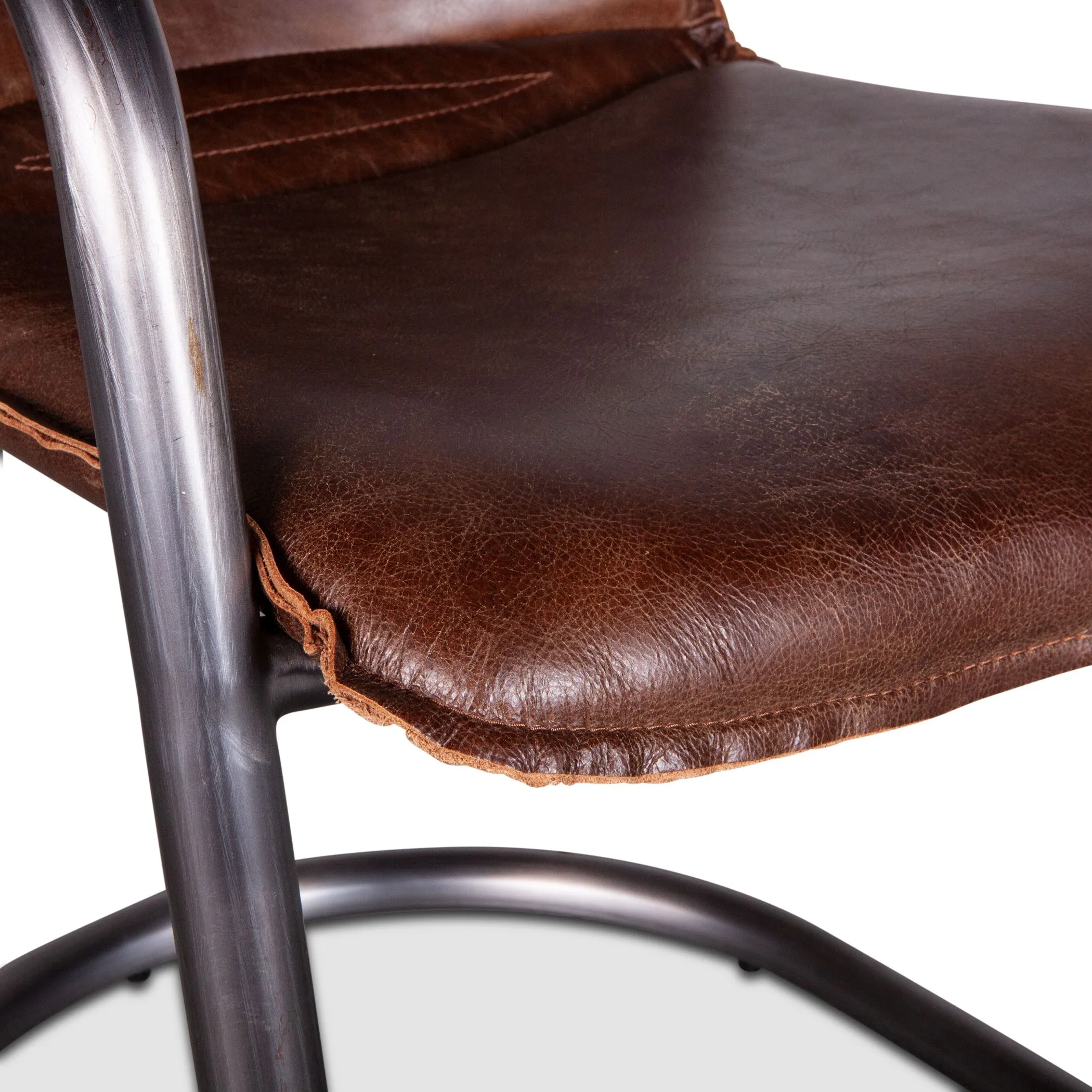 Nisky Leather Dining Chair - Geisha Brown