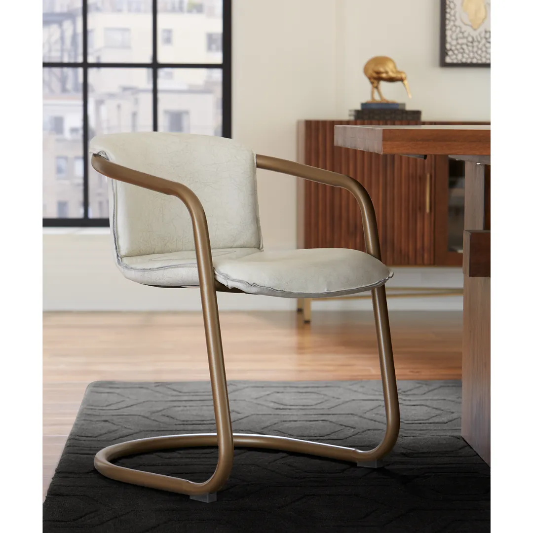 Nisky Leather Dining Chair - Vintage White