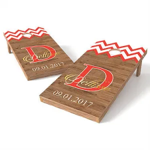Official Size 2x4 Chevron Wedding Name Cornhole Game