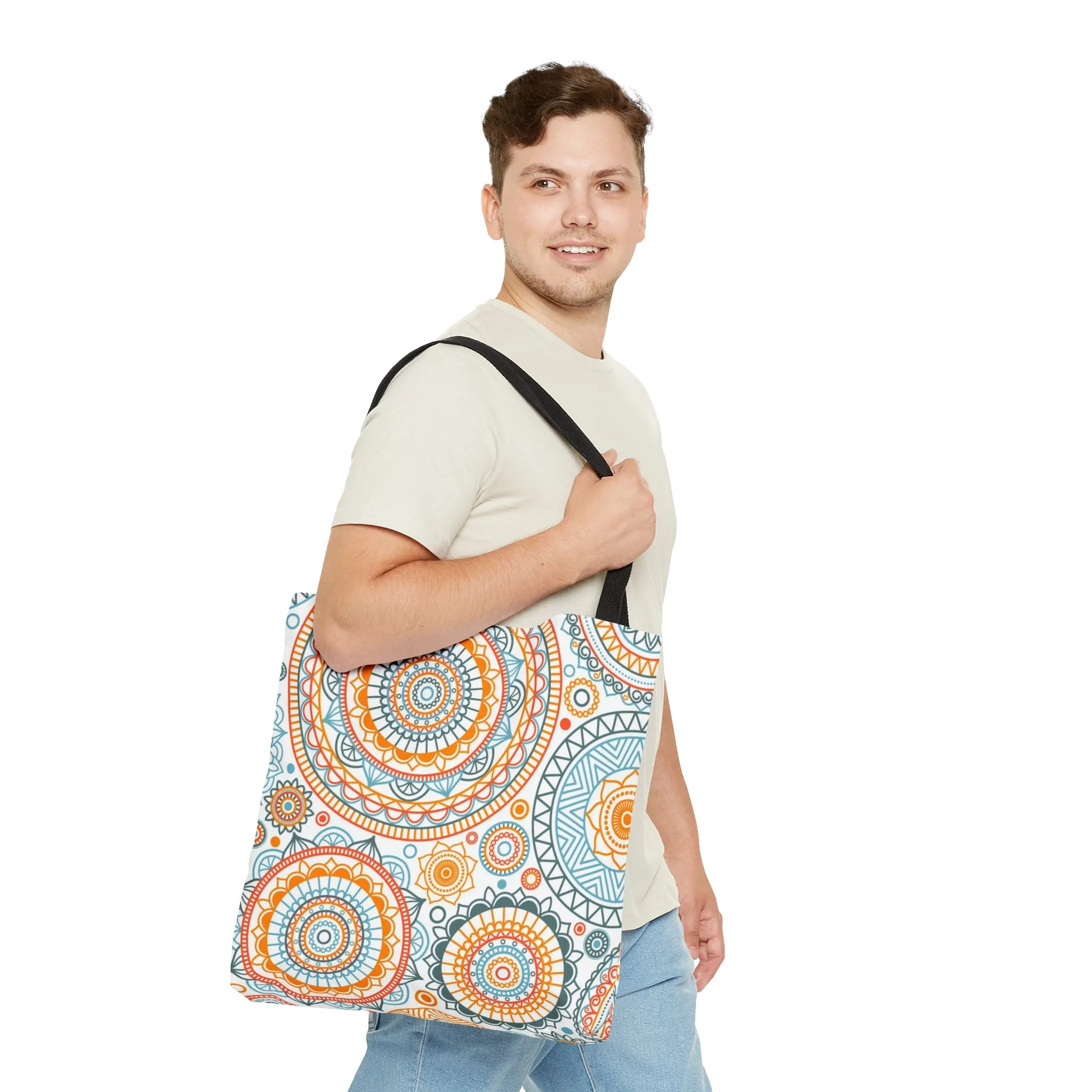 Orange and Blue Mandala Tote Bag