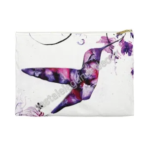 Original Art Print Hummingbird with Flowers Accessory Bag