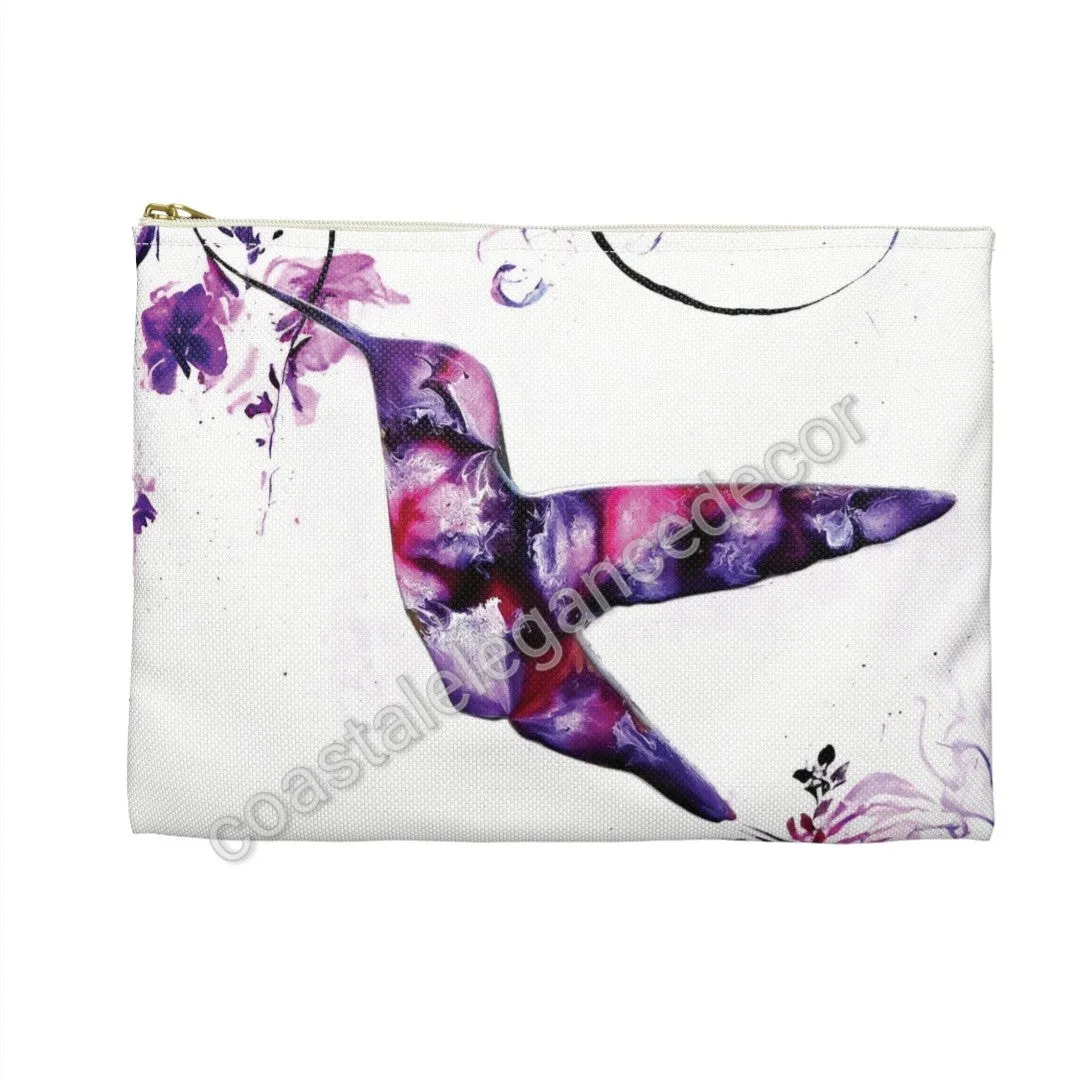 Original Art Print Hummingbird with Flowers Accessory Bag