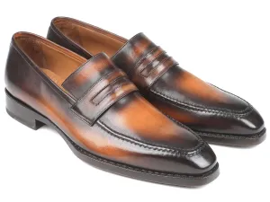 Paul Parkman Brown Burnished Leather Loafers