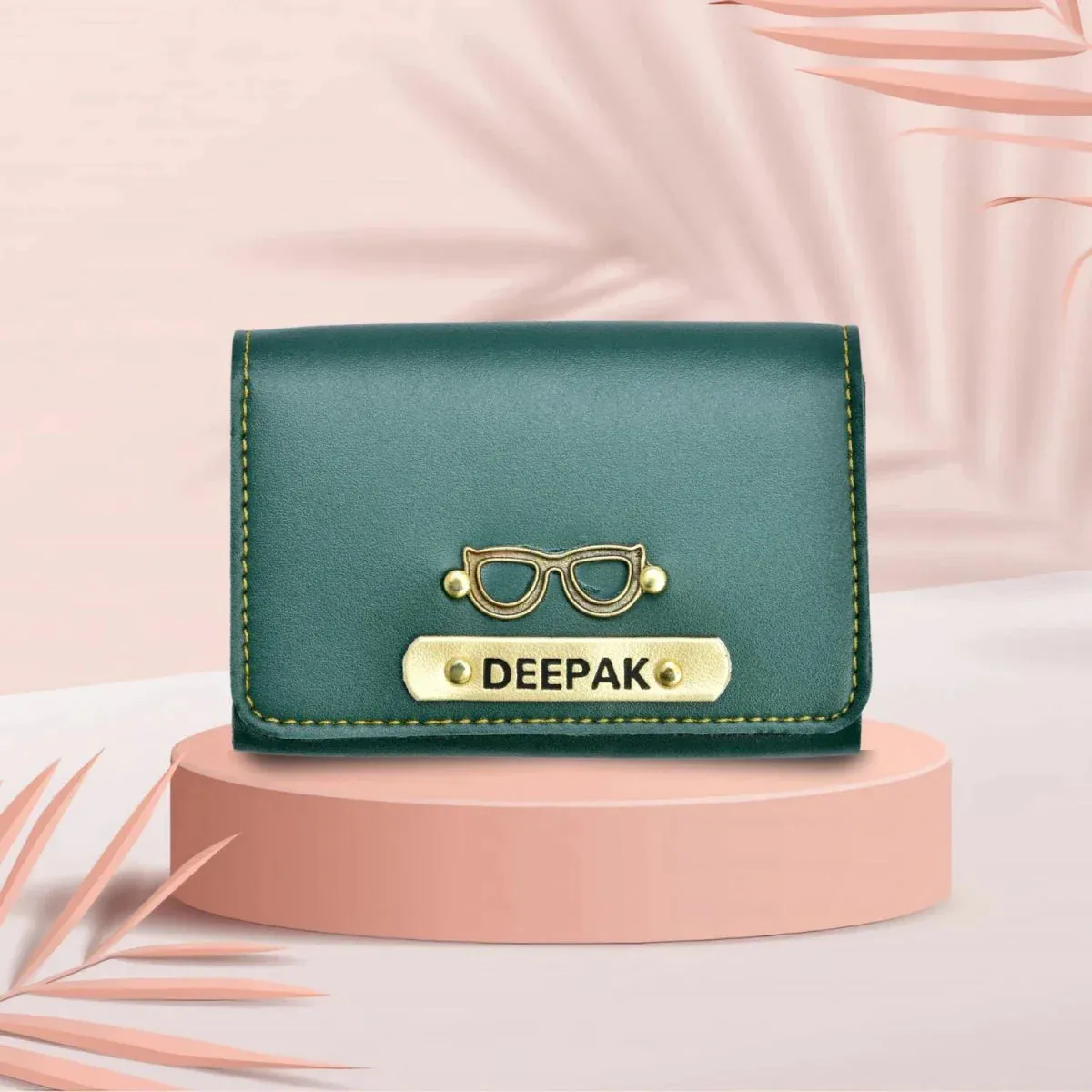 Personalized Business - Visitng Card Holder Vegan Leather - Olive Green