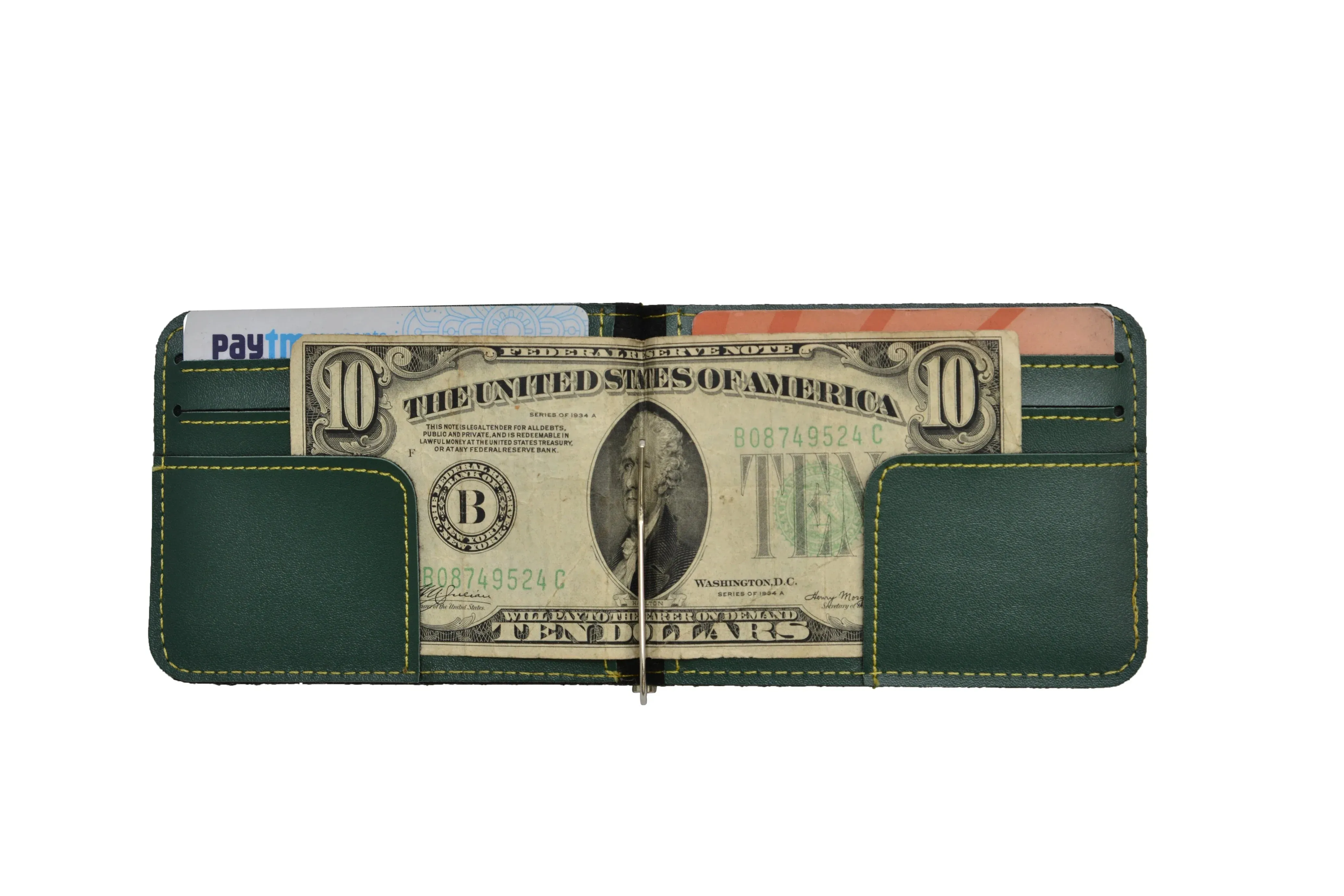 Personalized Vegan Leather Money Clip - Olive Green