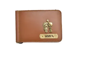 Personalized Vegan Leather Money Clip - Tan