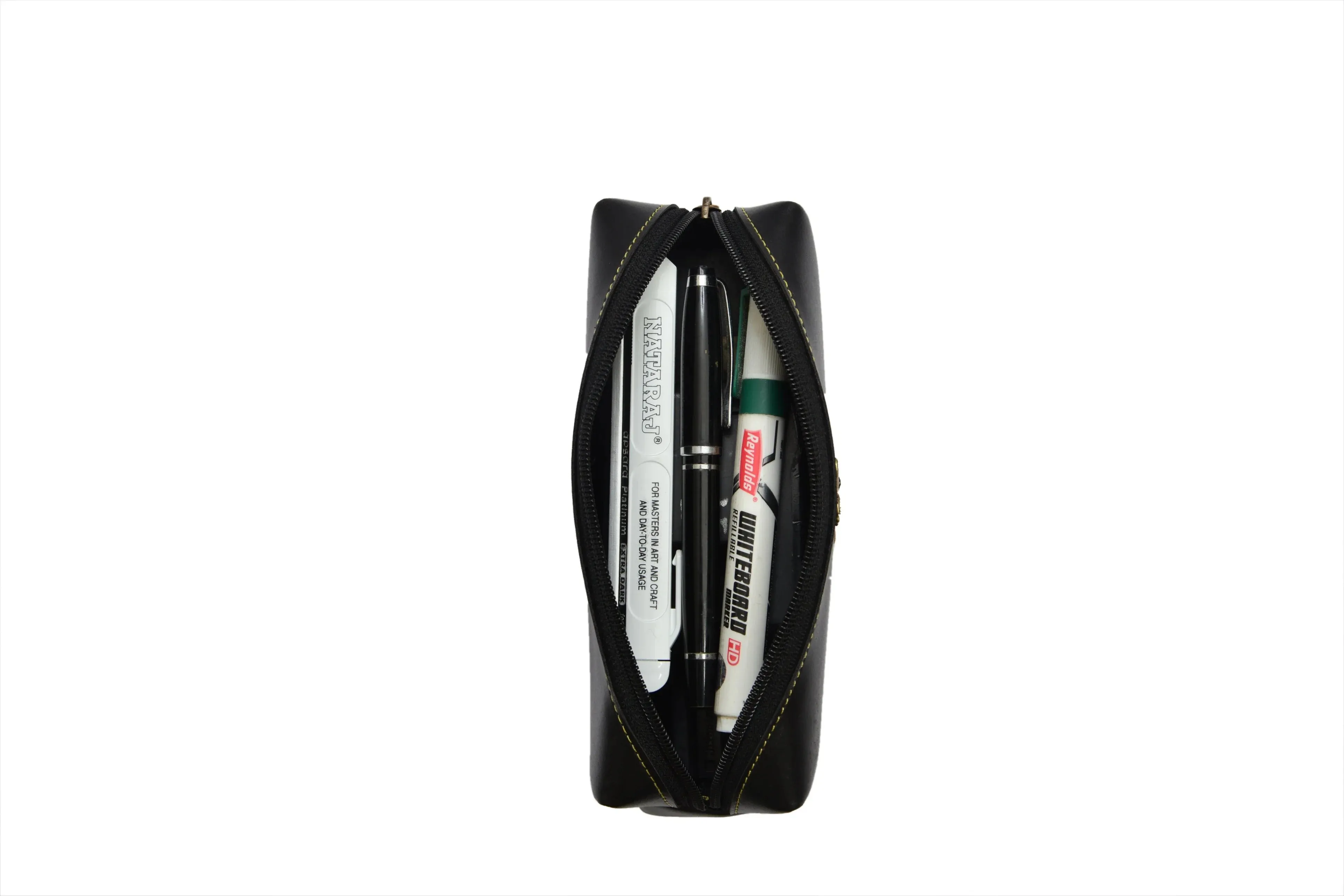 Personalized Vegan Leather Unisex Pencil Pouch - Black