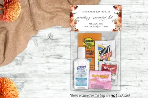 Personalized Wedding Hangover Recovery Kit Bag & Topper - Boho Burnt Orange