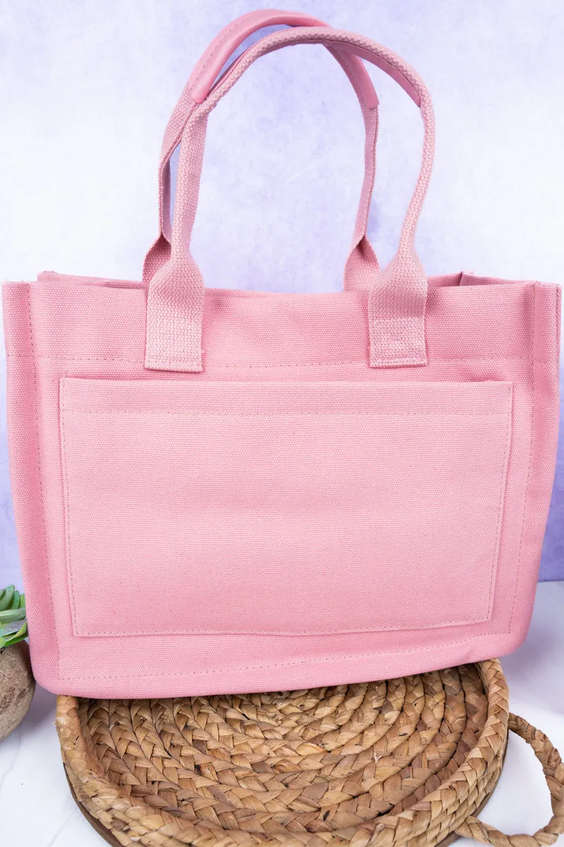 Pink Laurel Bay Small Canvas Tote