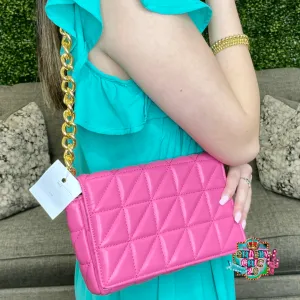 Pink Quilted Crossbody Bag