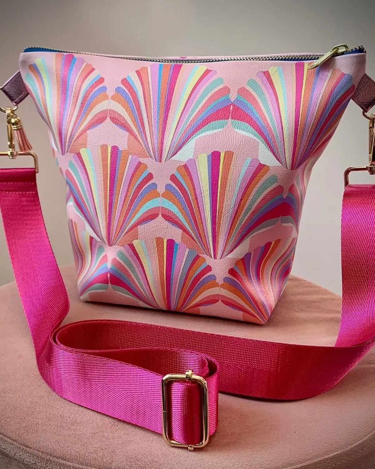 Pink Vegan Leather Shell Handbag