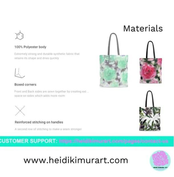 Pink Watercolor Dots Tote Bag, Abstract Watercolor Dotted Square 13"x13", 16"x16", 18"x18" Premium Quality Market Tote Bag - Made in USA