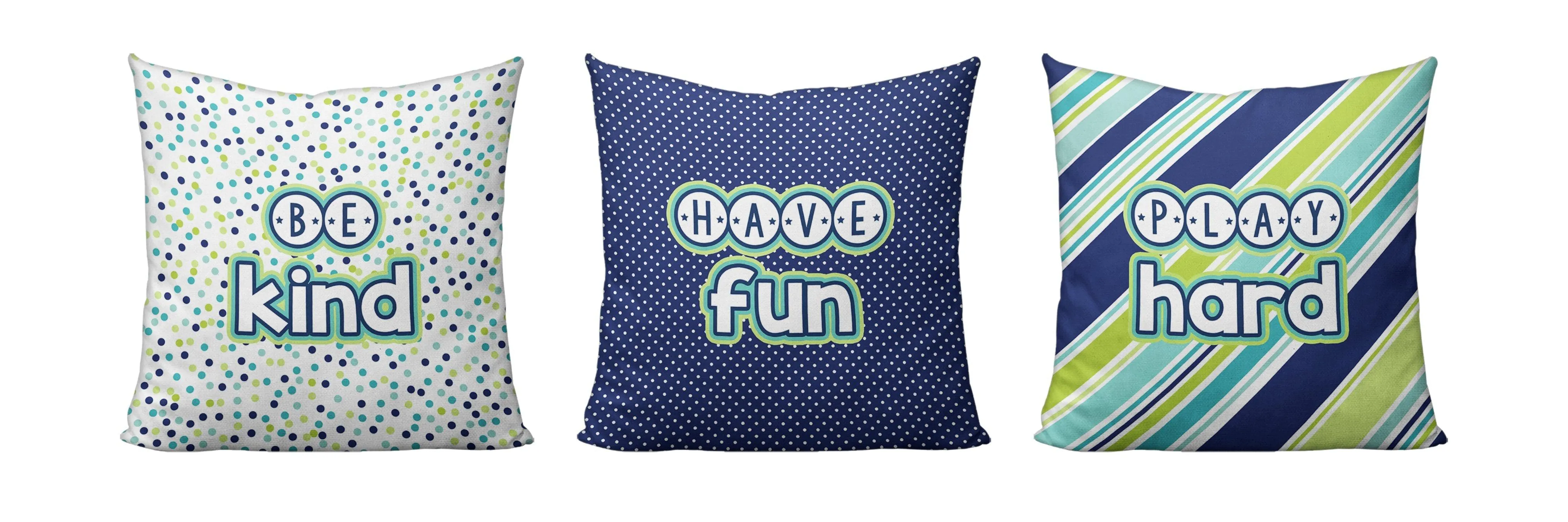 Play Hard Diagonal Striped Playroom Pillow