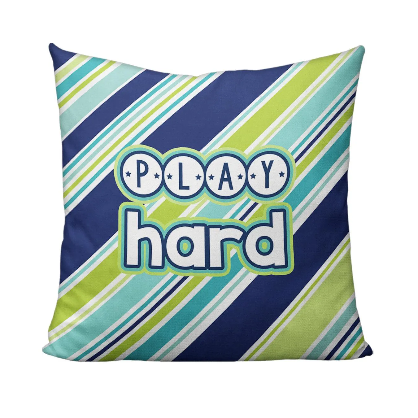 Play Hard Diagonal Striped Playroom Pillow
