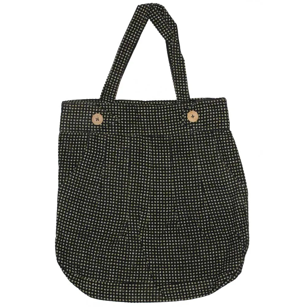 Pleated Trouser Pattern Tote Bag with Pockets and Compartments