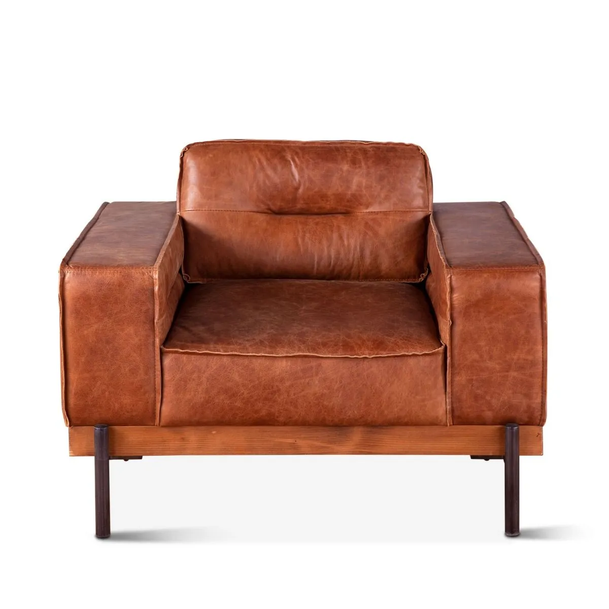 Portofino Modern Leather Arm Chair, Cocoa Brown