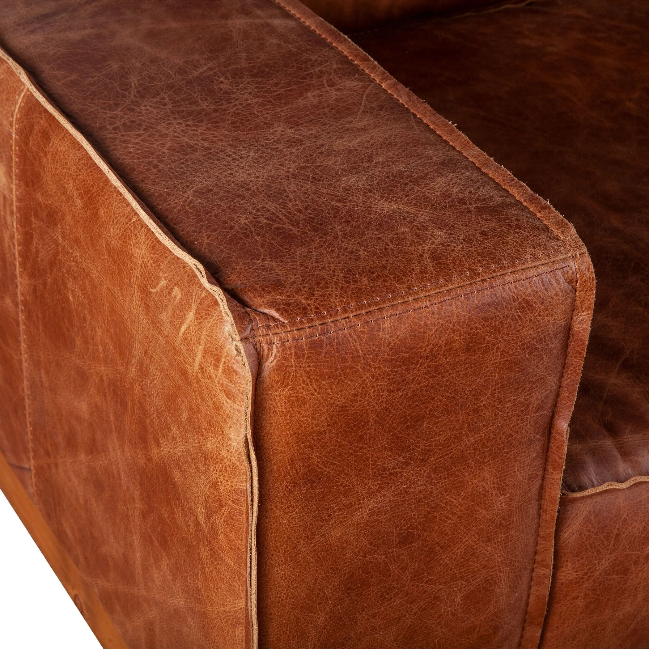 Portofino Modern Leather Arm Chair, Cocoa Brown