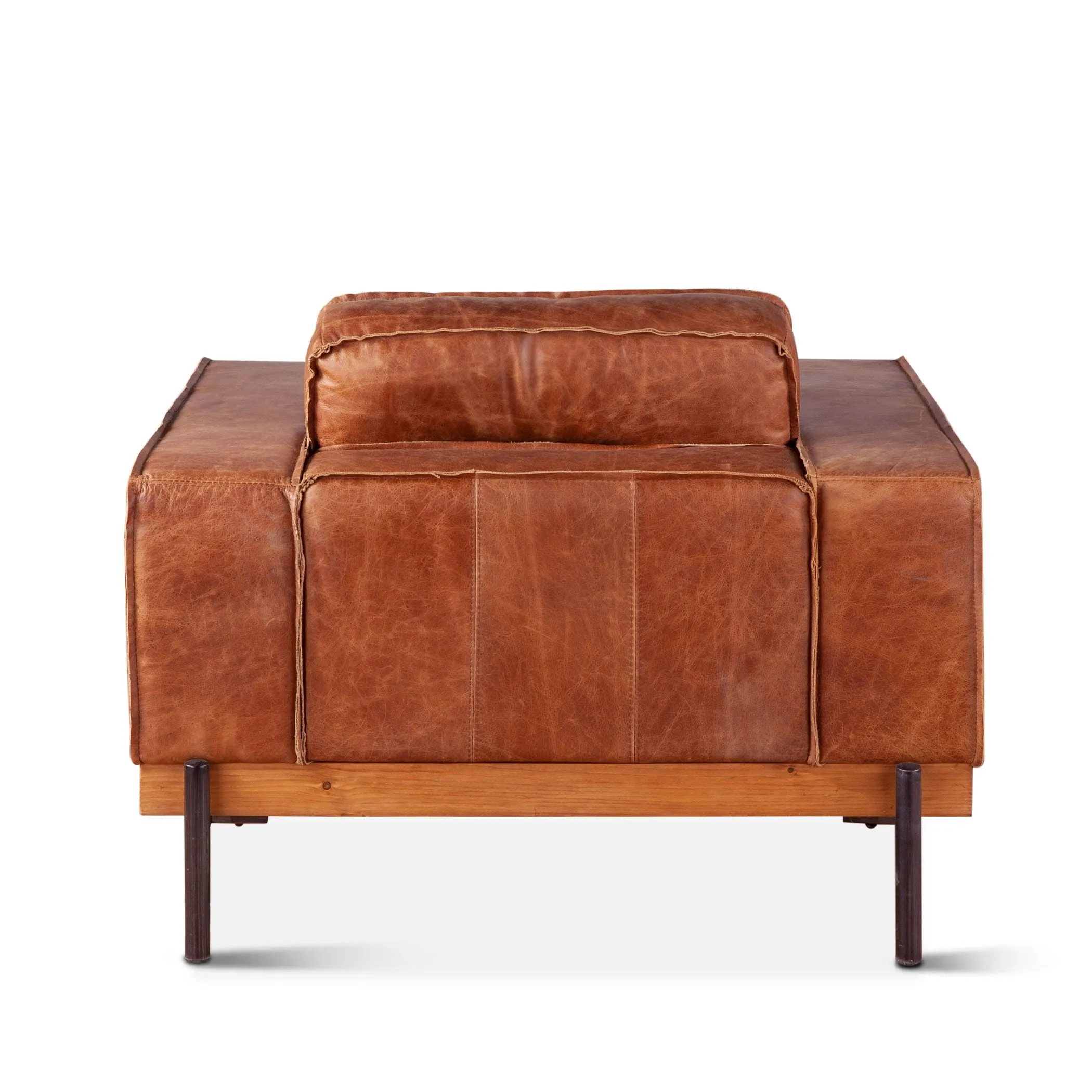 Portofino Modern Leather Arm Chair, Cocoa Brown