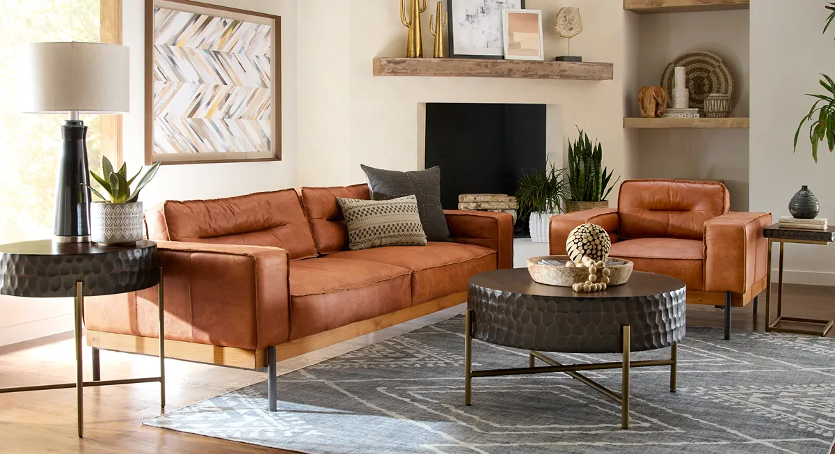 Portofino Modern Leather Arm Chair, Cocoa Brown