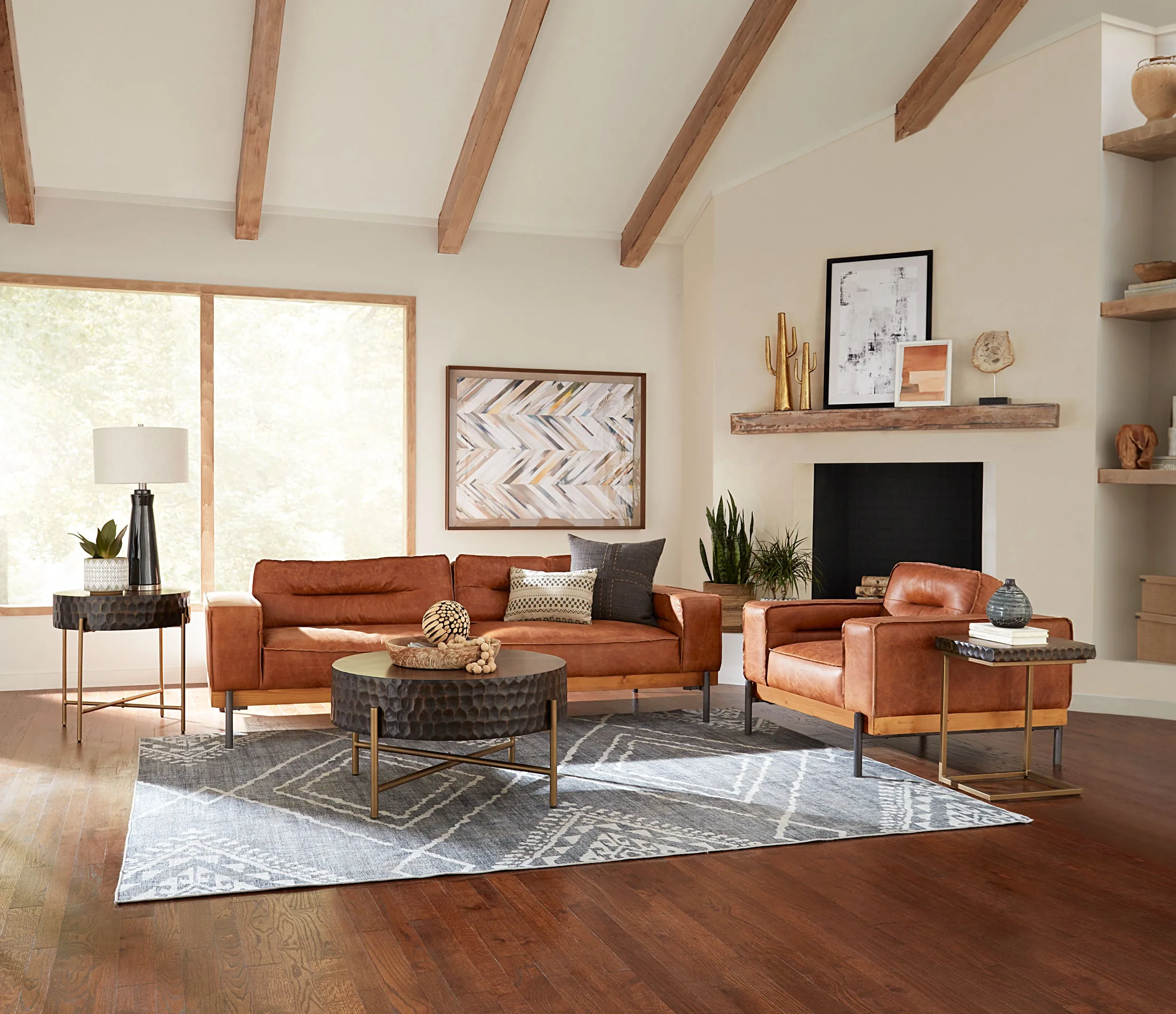Portofino Modern Leather Arm Chair, Cocoa Brown